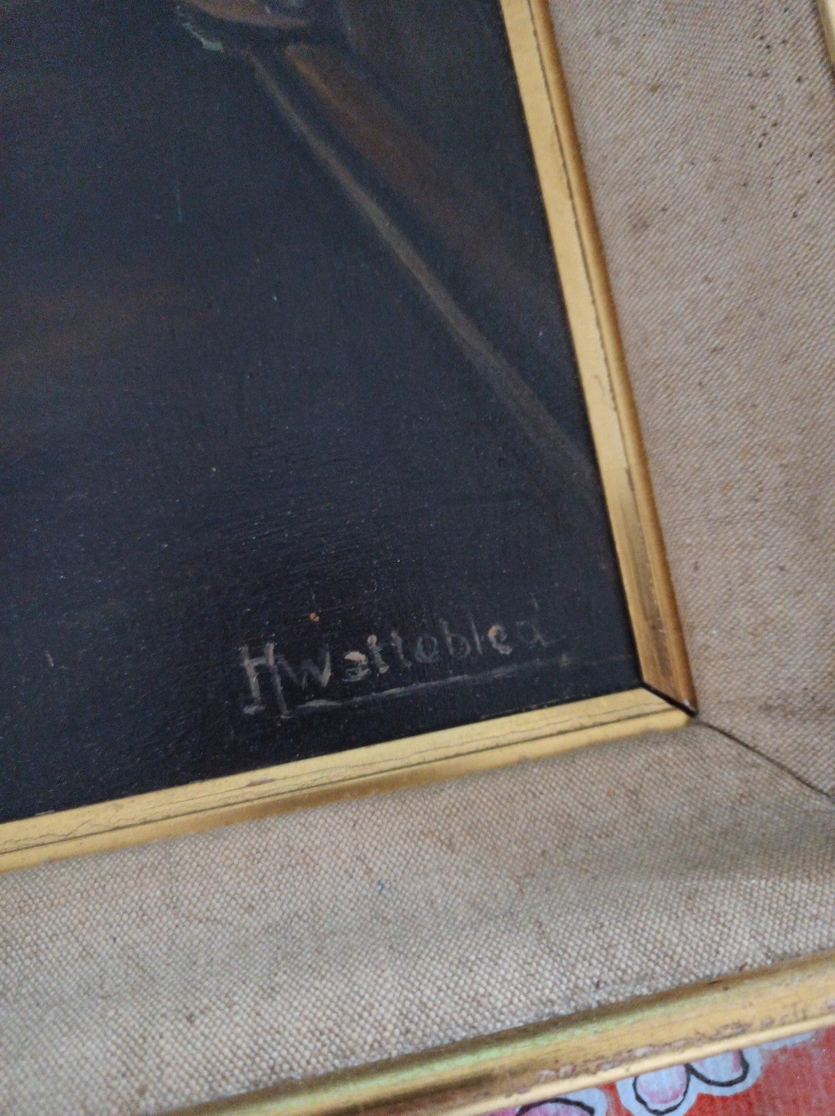 Tableau cathédrale intérieur signé H. Wattebled peinture XIXe encadrée