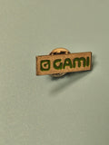 Vintage pin's GAMI logo rectangulaire vert, badge ancien collection (Ref 6)