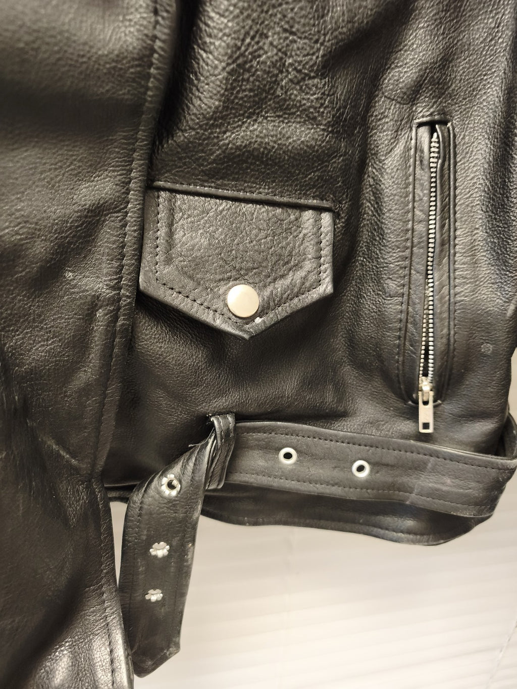 Blouson perfecto vintage cuir noir Chevignon homme L biker ancien rock