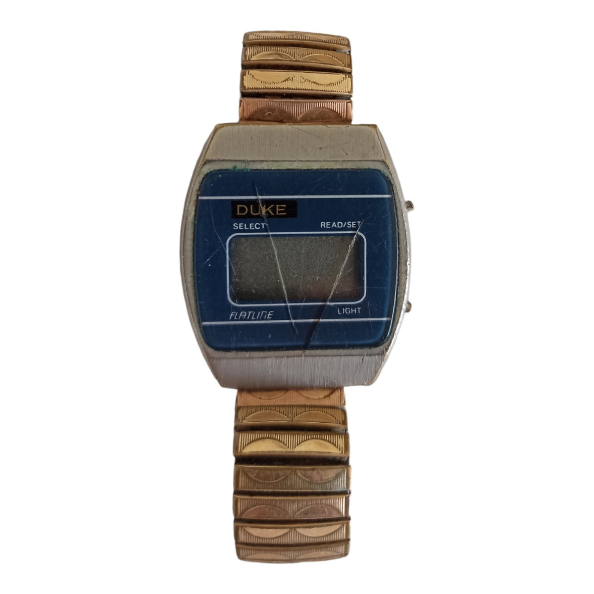 Montre digitale DUKE Flatline vintage acier bicolore rétro années 70 rare