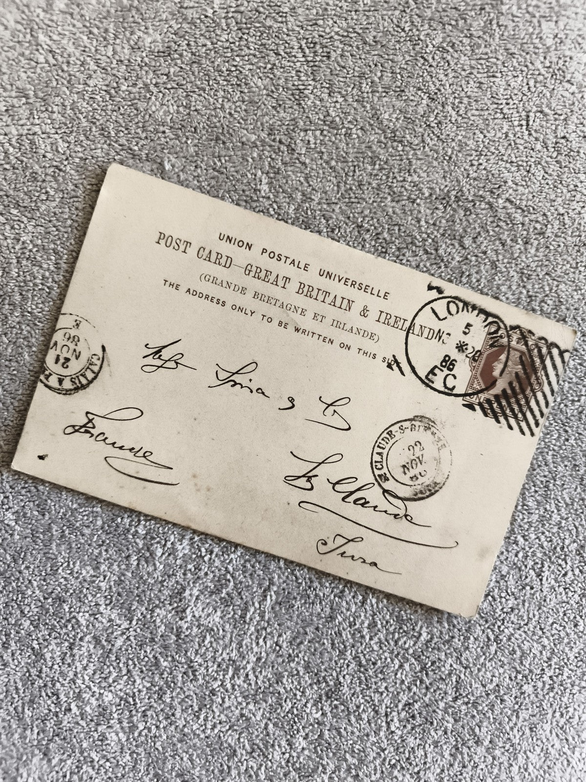 CPA Union Postale Universelle Grande Bretagne & Irlande 1886 cachets Londres