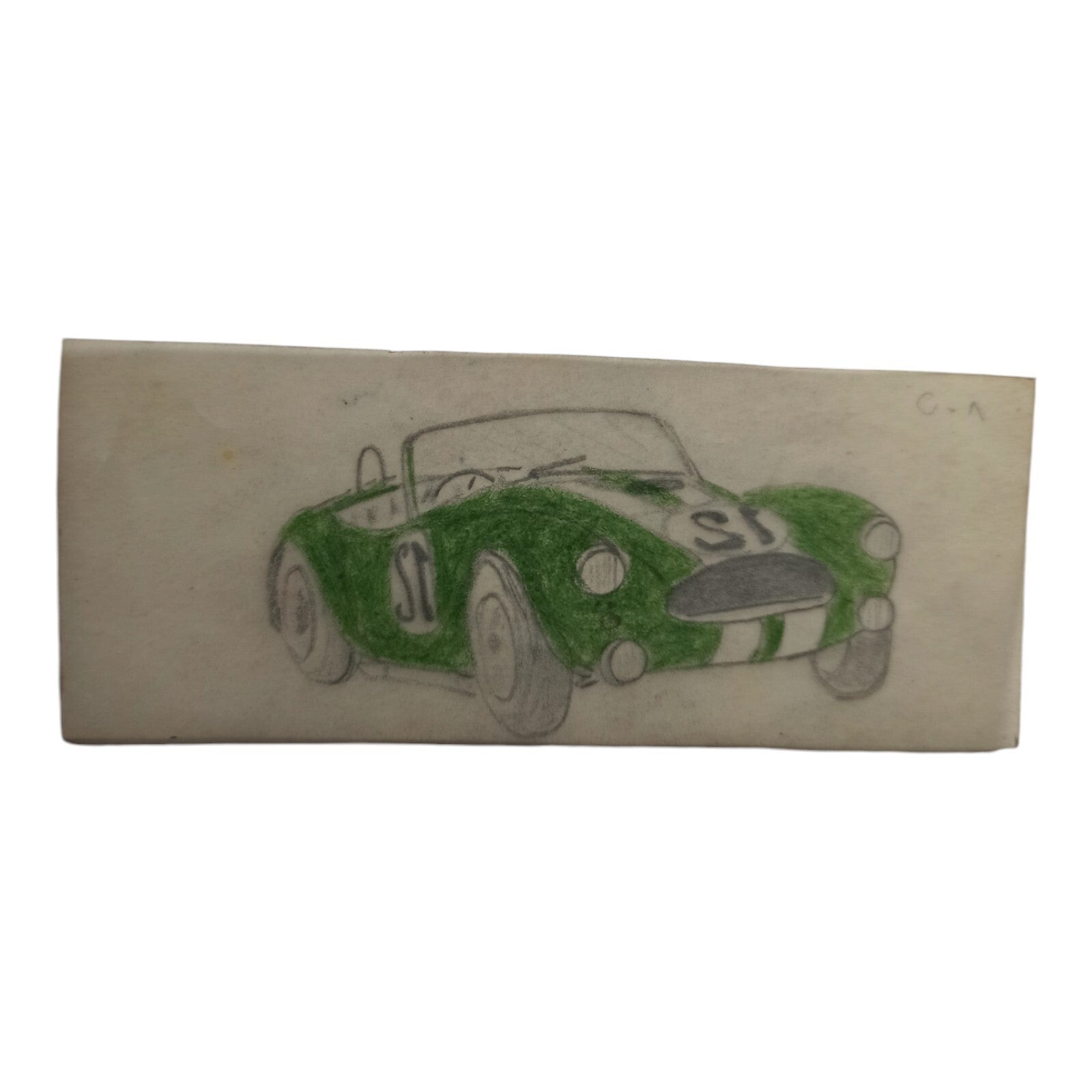 Dessin original voiture Scalextric Dinky Toys vert plan conception vintage