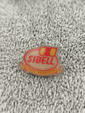 Pin's publicitaire vintage SIBELL Chips Tradition, logo rouge jaune (Ref 5)