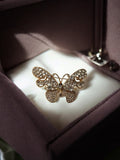 Broche papillon vintage rétro dorée strass, bijou fantaisie ancien