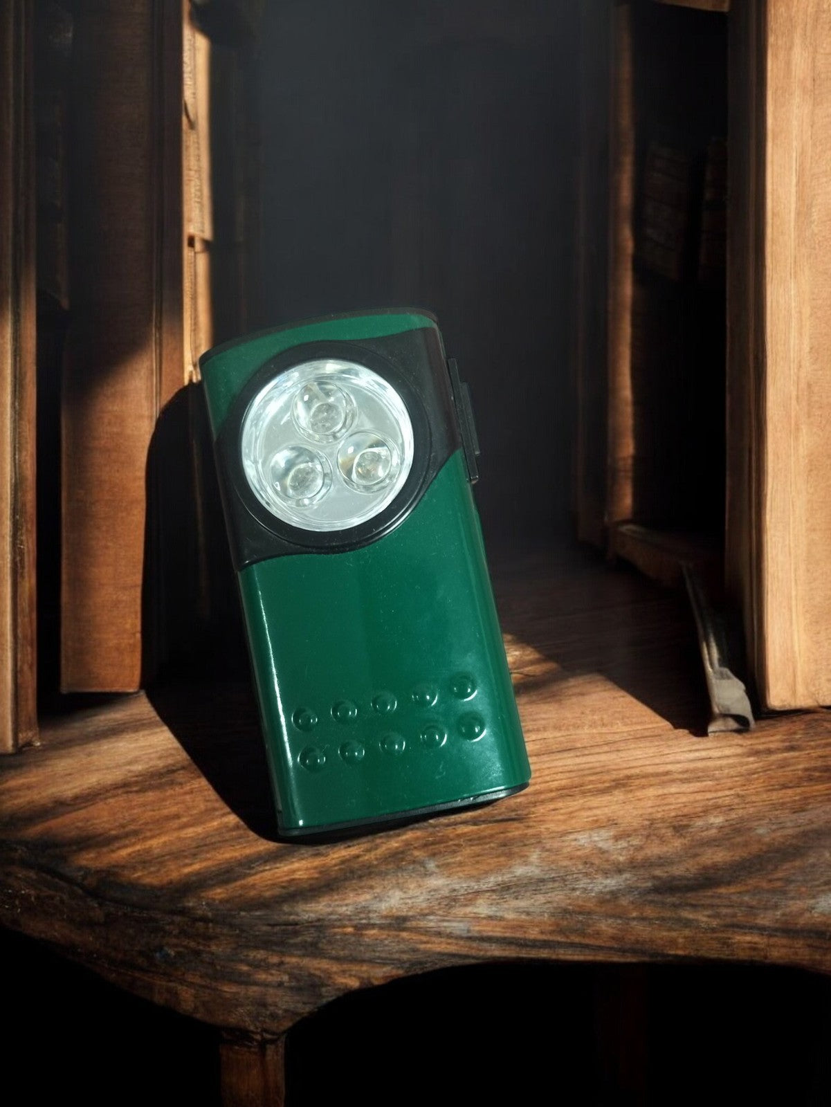 Lampe de poche vintage verte à LED rétro ancien design pour déco ou usage