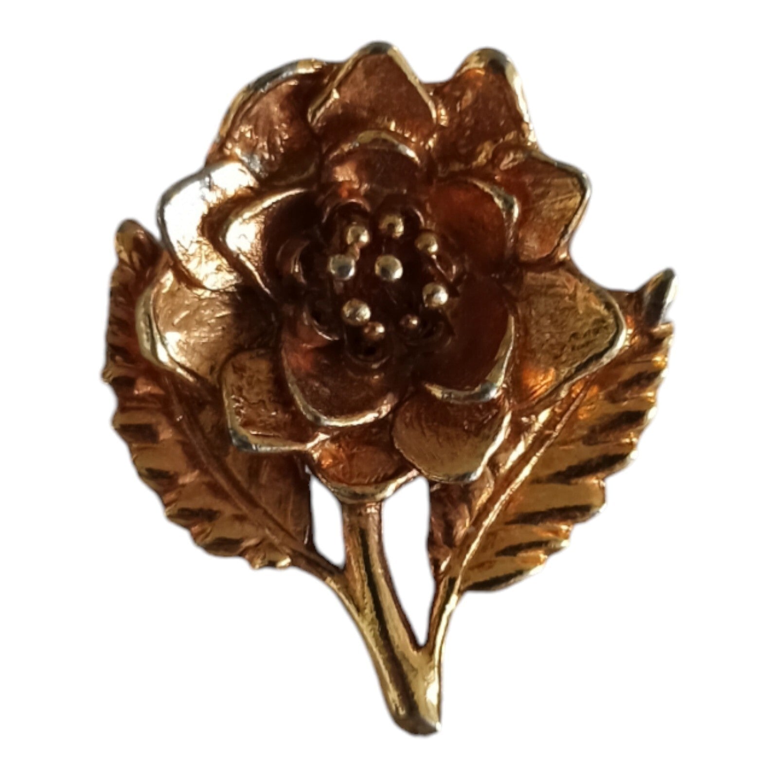 Broche fleur vintage dorée, bijou fantaisie métal, style floral rétro
