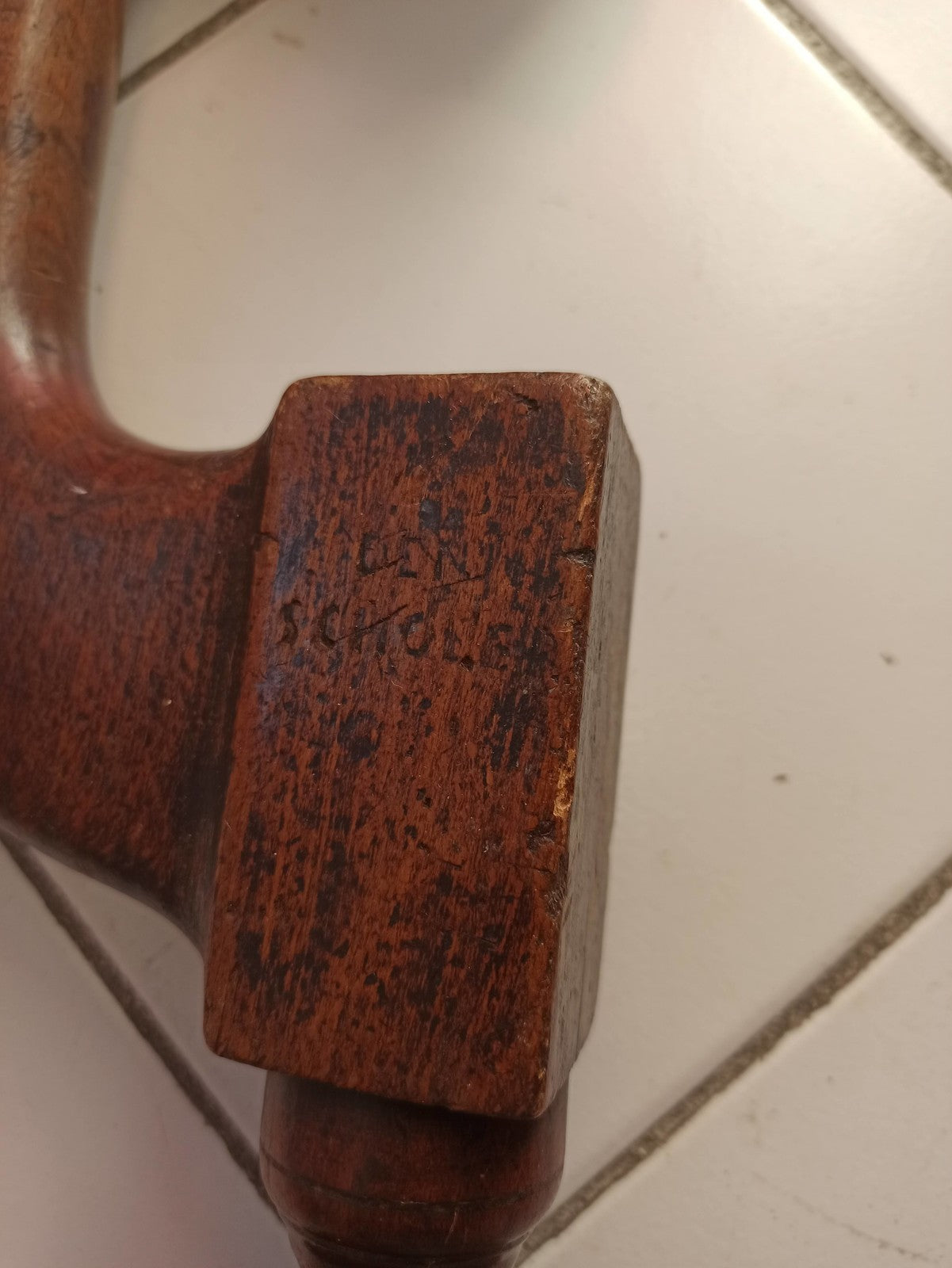 Villebrequin ancien bois signé outil chaisier tonnelier vintage XIXe