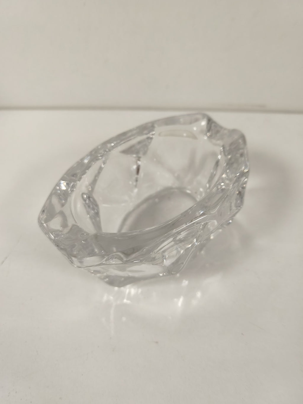 Ancien cendrier cristal Vannes, forme libre épaisse, art de la table vintage