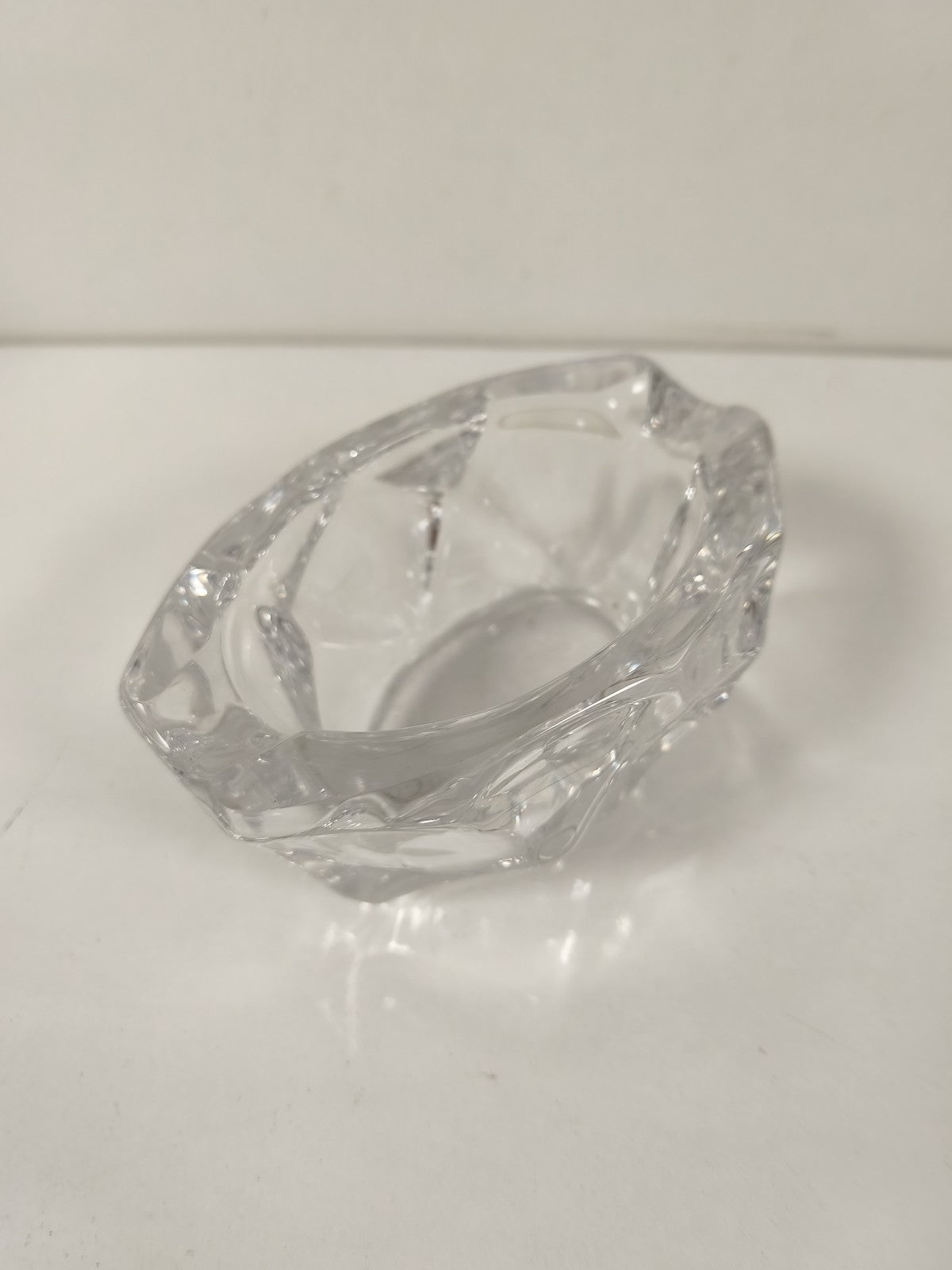 Ancien cendrier cristal Vannes, forme libre épaisse, art de la table vintage