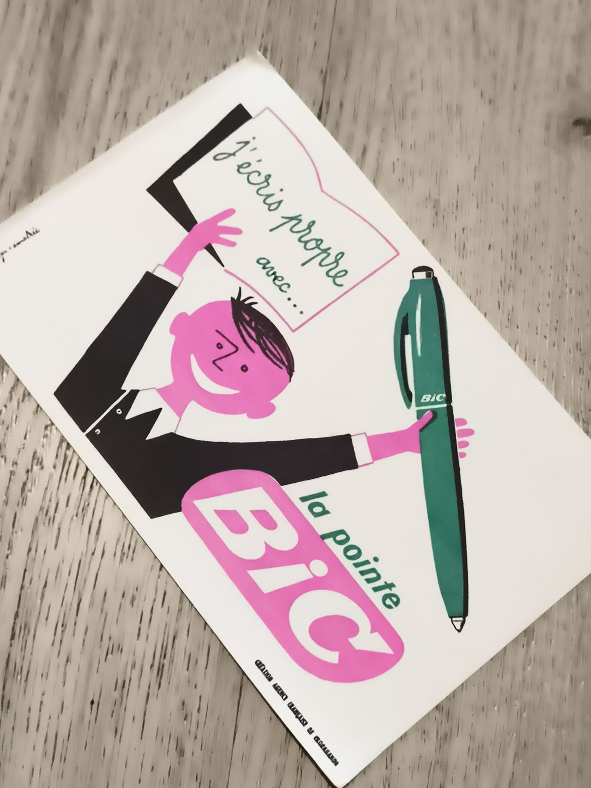 Publicité ancienne BIC stylisée, affiche vintage écriture propre, années 60