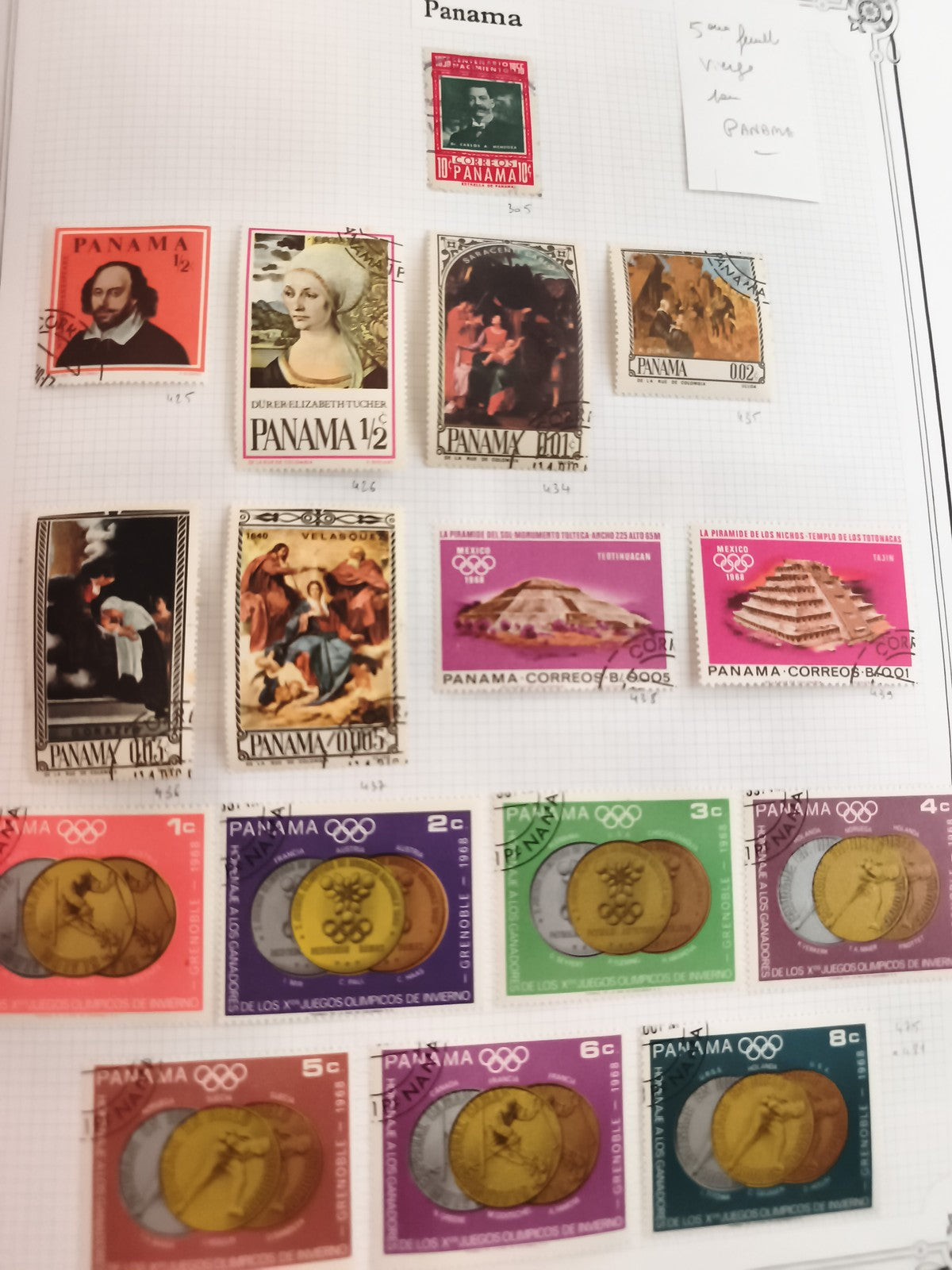 Timbres anciens Panama lot x14 oblitérés thèmes art Jeux Olympiques vintage