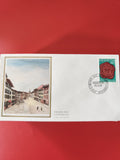 Enveloppe philatélie Premier Jour Suisse Helvetia 40, illustration ville, 1983