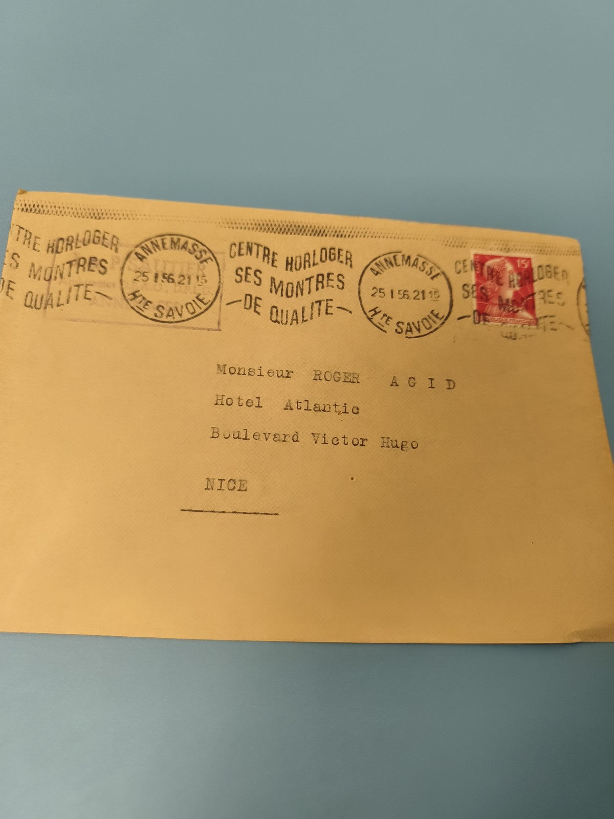 Ancienne enveloppe philatélie Annemasse timbre 15c France collection vintage