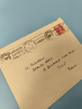 Ancienne enveloppe philatélie timbrée France 1955, cachets Paris, collection