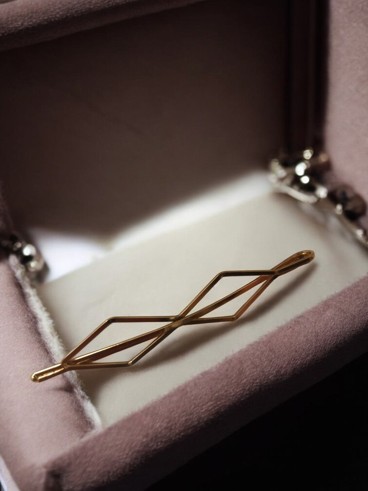 Pince à cheveux vintage plaquée or, barrette rétro géométrique, accessoire déco