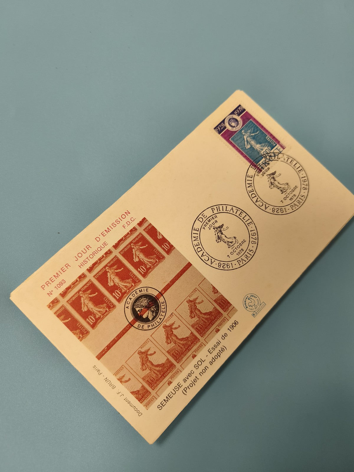 Enveloppe Premier Jour d?Émission FDC Semeuse avec timbres rouges et violet