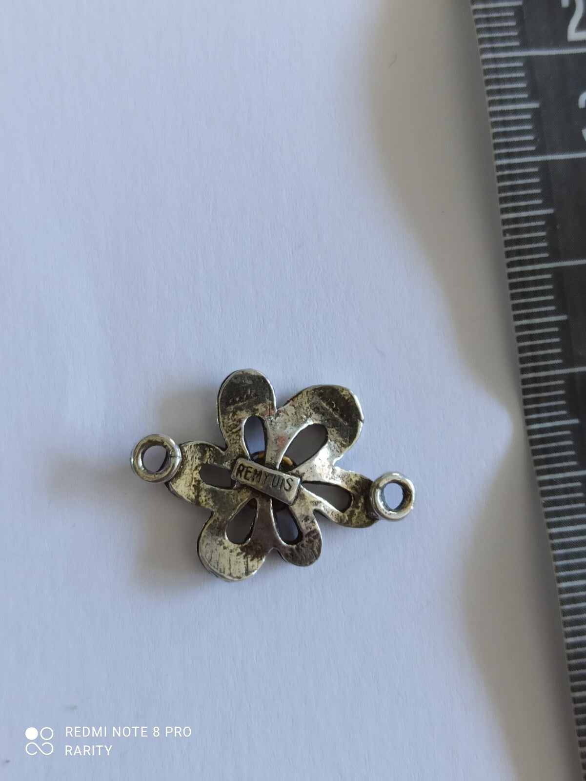 Pendentif fleur vintage Remy Dis Paris strass central années 80/90 France