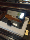 Peigne vintage années 1940 avec étui cuir miroir, marque Ancienne rétro