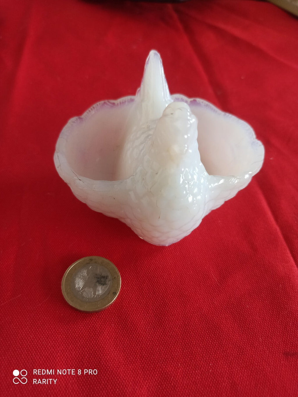Sculpture oiseau opaline blanche vintage 1970s déco verrerie rétro
