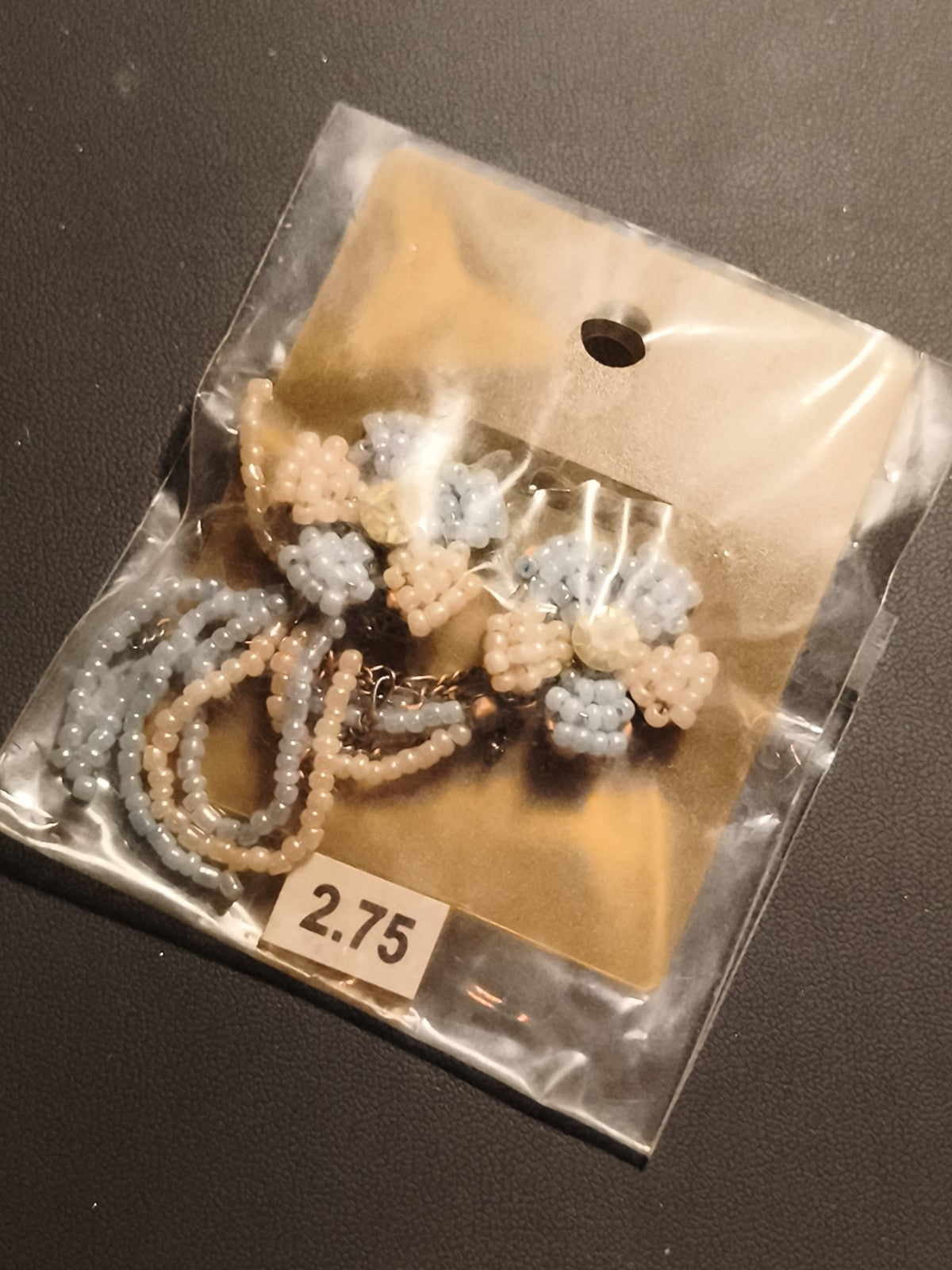 Paire de boucles d’oreilles vintage perles fleurs pastel deadstock années 80