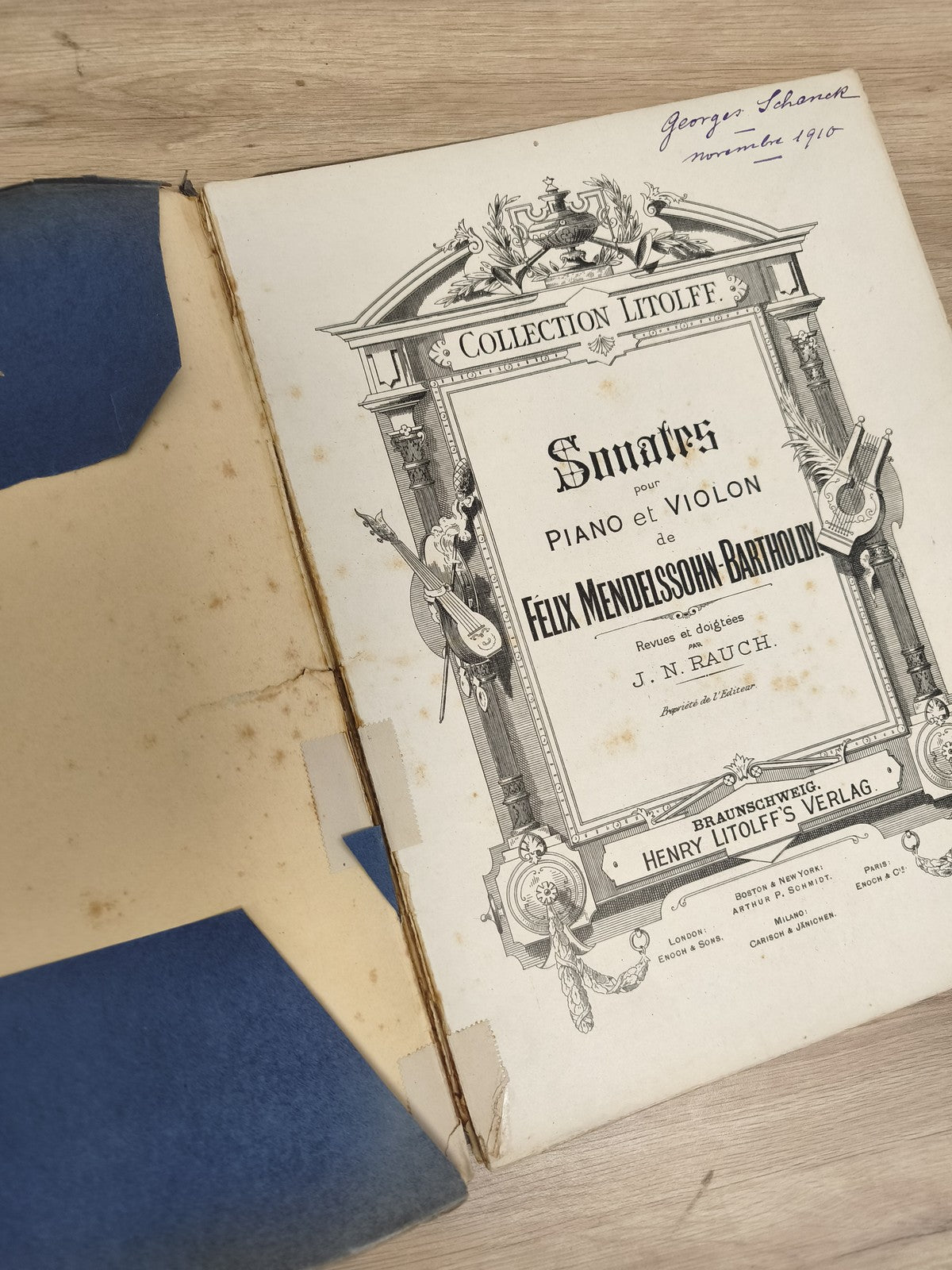 Ancien livre partitions Mendelssohn violon piano Collection Litolff 1900s