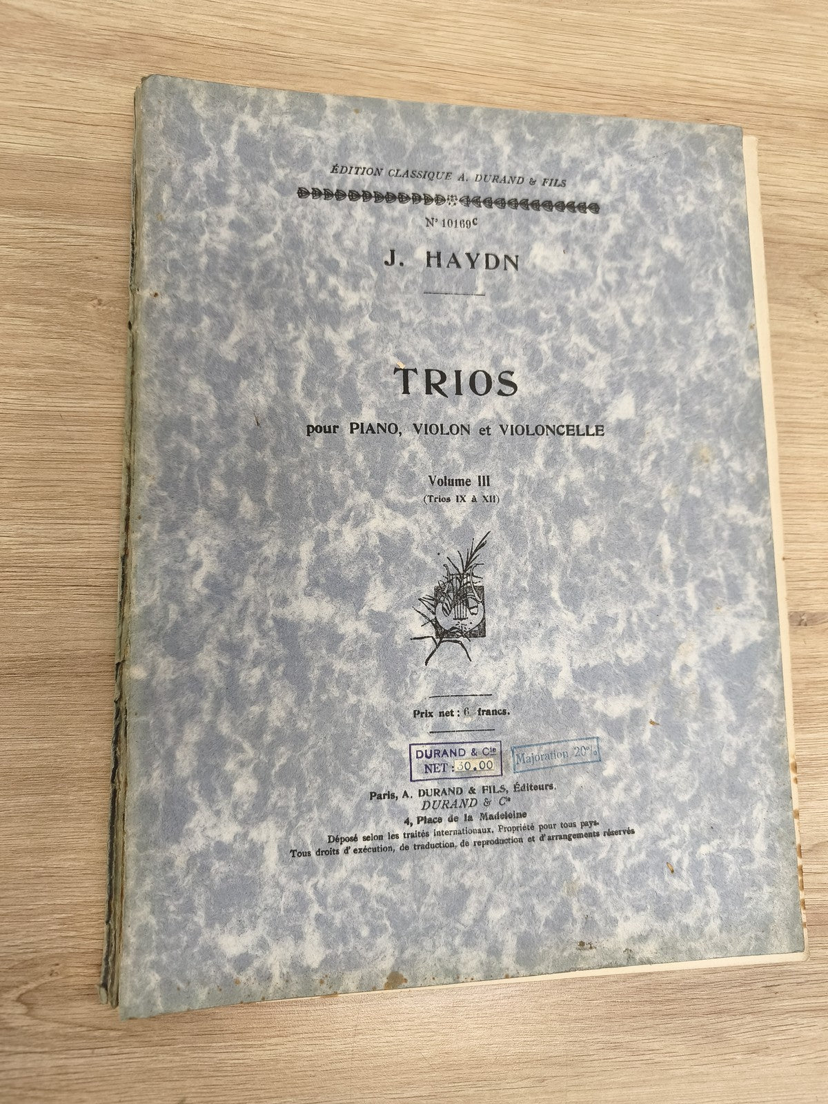 Ancien livre partitions Haydn trio piano violon violoncelle Durand vintage