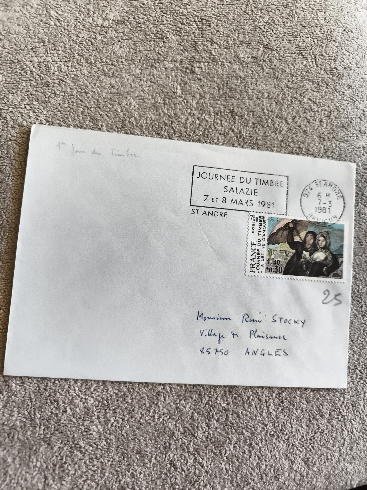 Lettre 1er jour Journée du Timbre 1981 Salazie St André oblitération philatélie