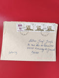 Enveloppe philatélie timbres Pologne affranchie écriture manuscrite