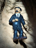 Figurine vintage Tintin Dupont Bully Hergé costume noir rare ancien jouet
