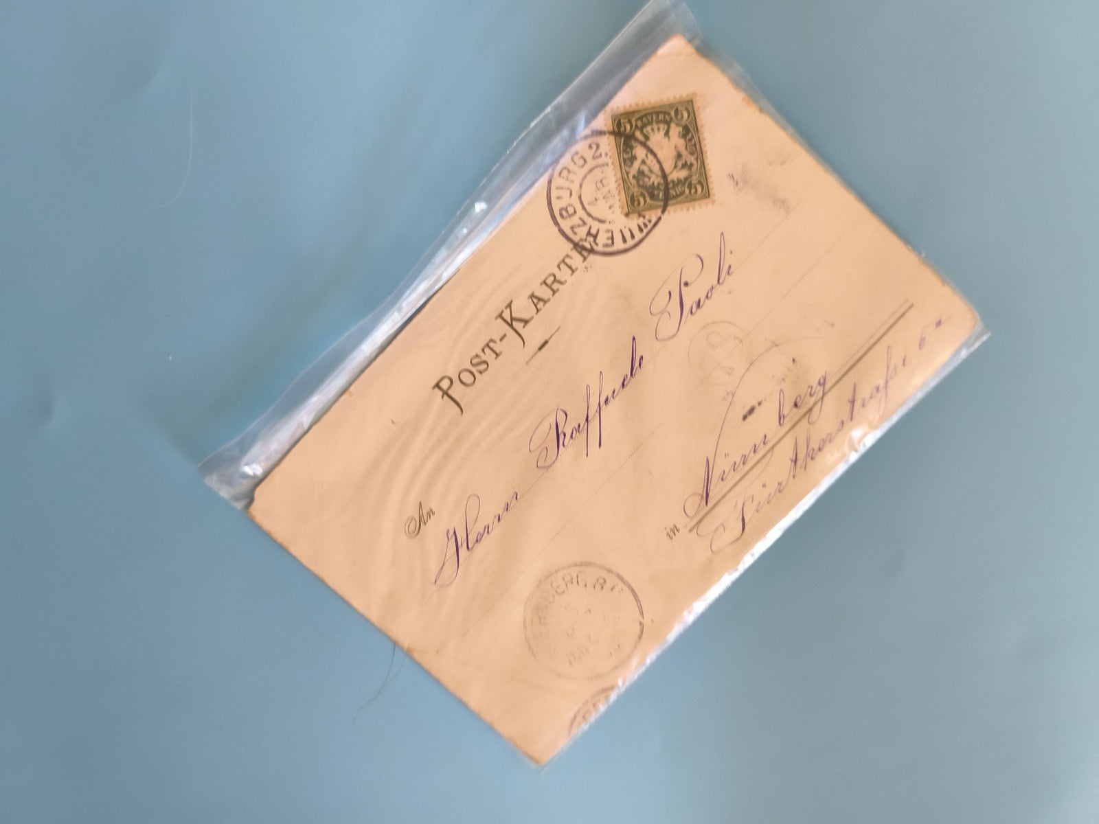 Carte postale ancienne italienne vintage époque coloniale avec timbre et cachet