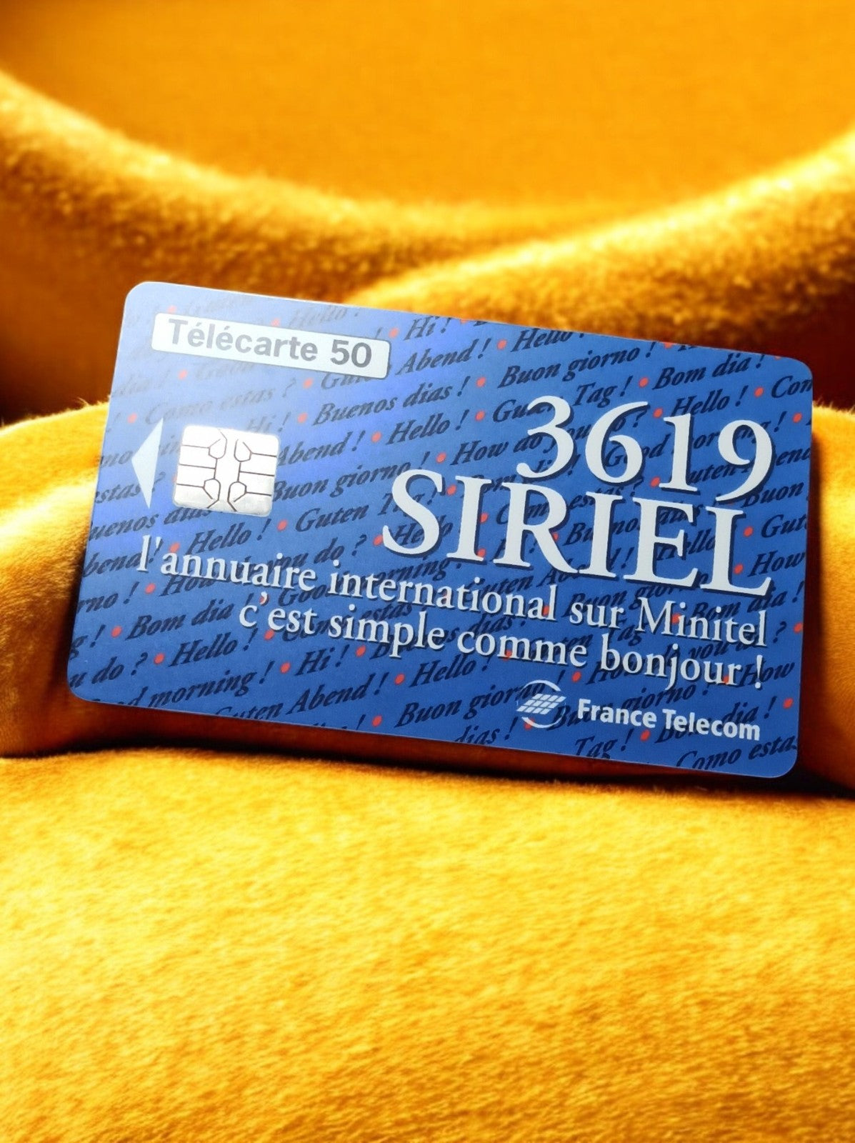 Carte téléphonique vintage 3619 SIRIEL France Télécom Télécarte 50 puce bleue
