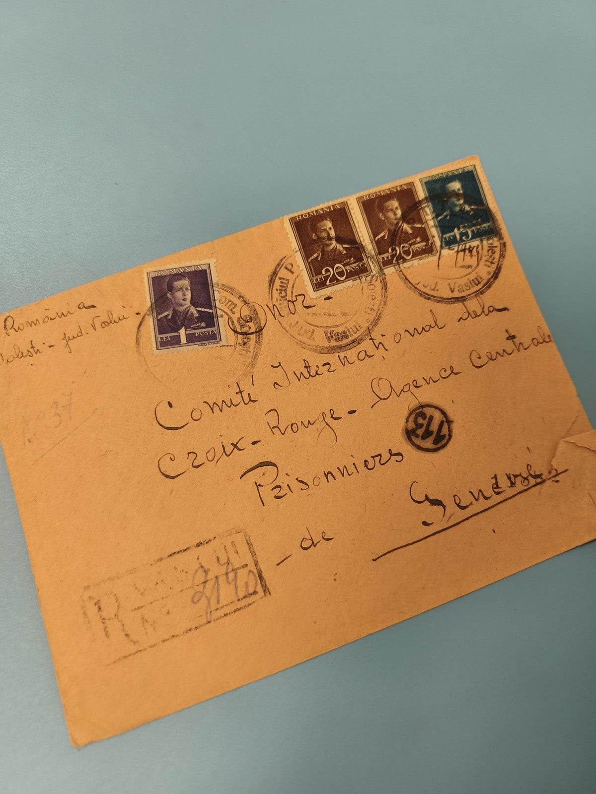 Ancienne enveloppe philatélie Roumanie Croix-Rouge, timbres anciens, collection