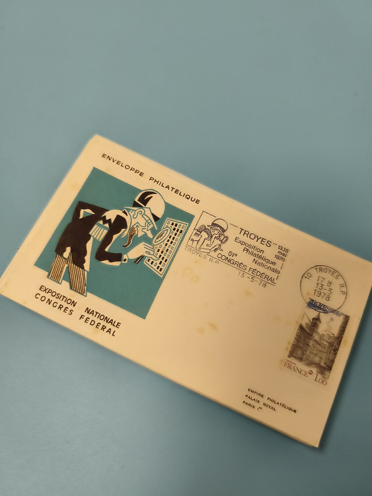Enveloppe philatélique FDC Exposition Nationale Troyes 1978 illustration couleur