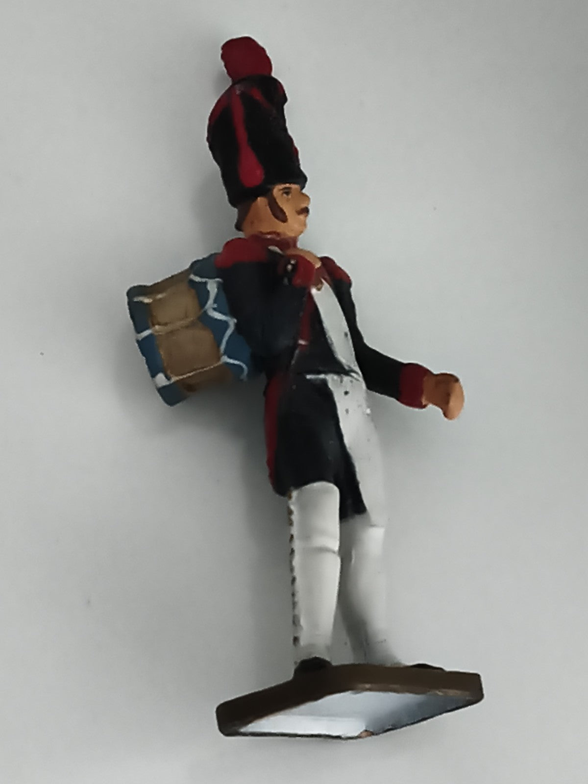 Figurine ancienne plomb tambour militaire Empire peinture main soldat rétro