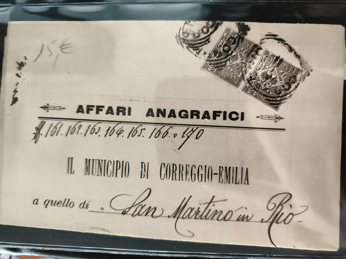 Lettre ancienne Italie affranchie timbres Poste Italiane Correggio-Emilia