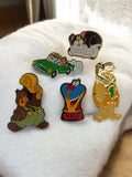 Lot 5 pin's dessins animés vintage Hanna Barbera rétro, Clyde, Tom et Jerry