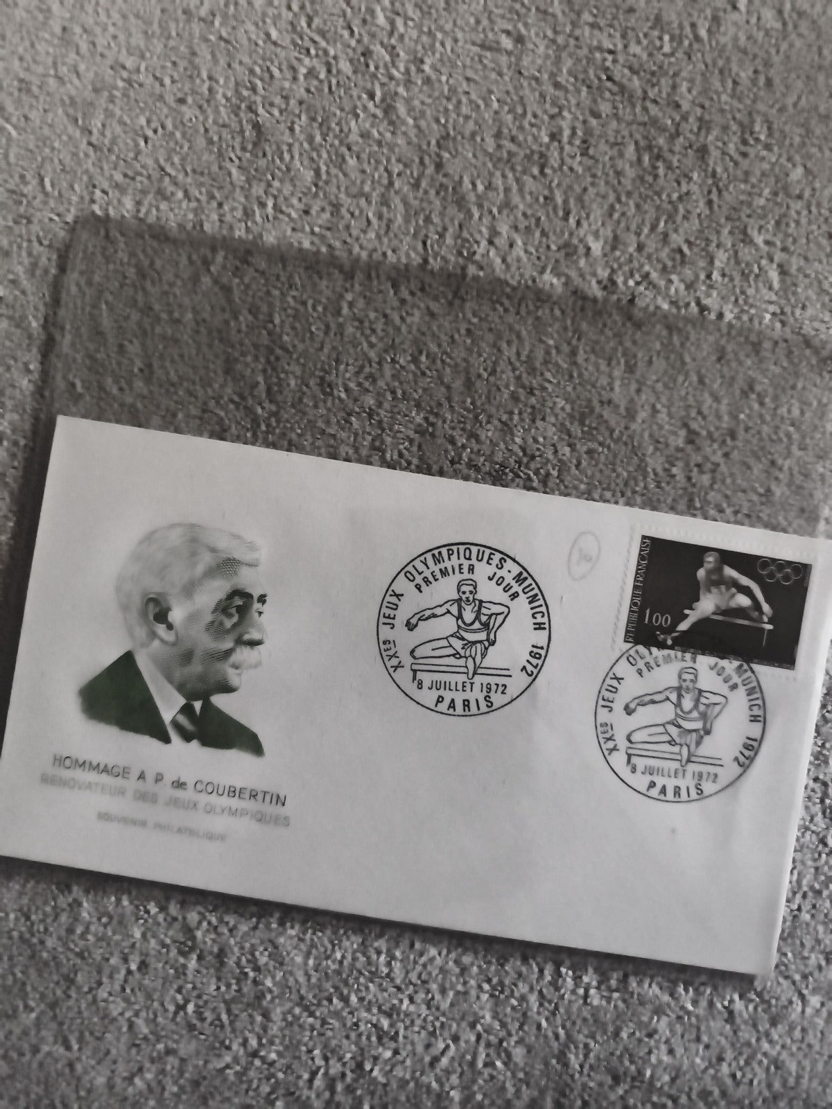 Lettre Premier Jour Jeux Olympiques 1972 Paris, Hommage Coubertin, philatélie (R