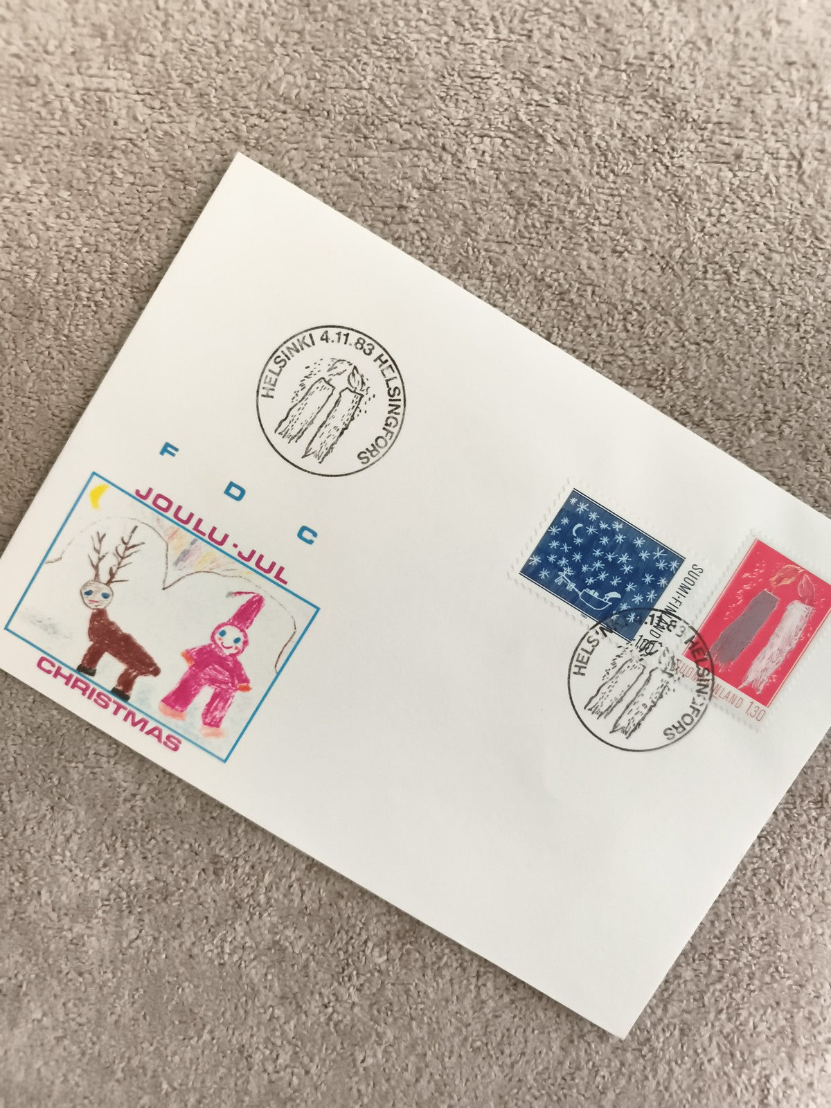 Lettre premier jour Finlande 1983 Noël FDC timbres Helsinki philatélie