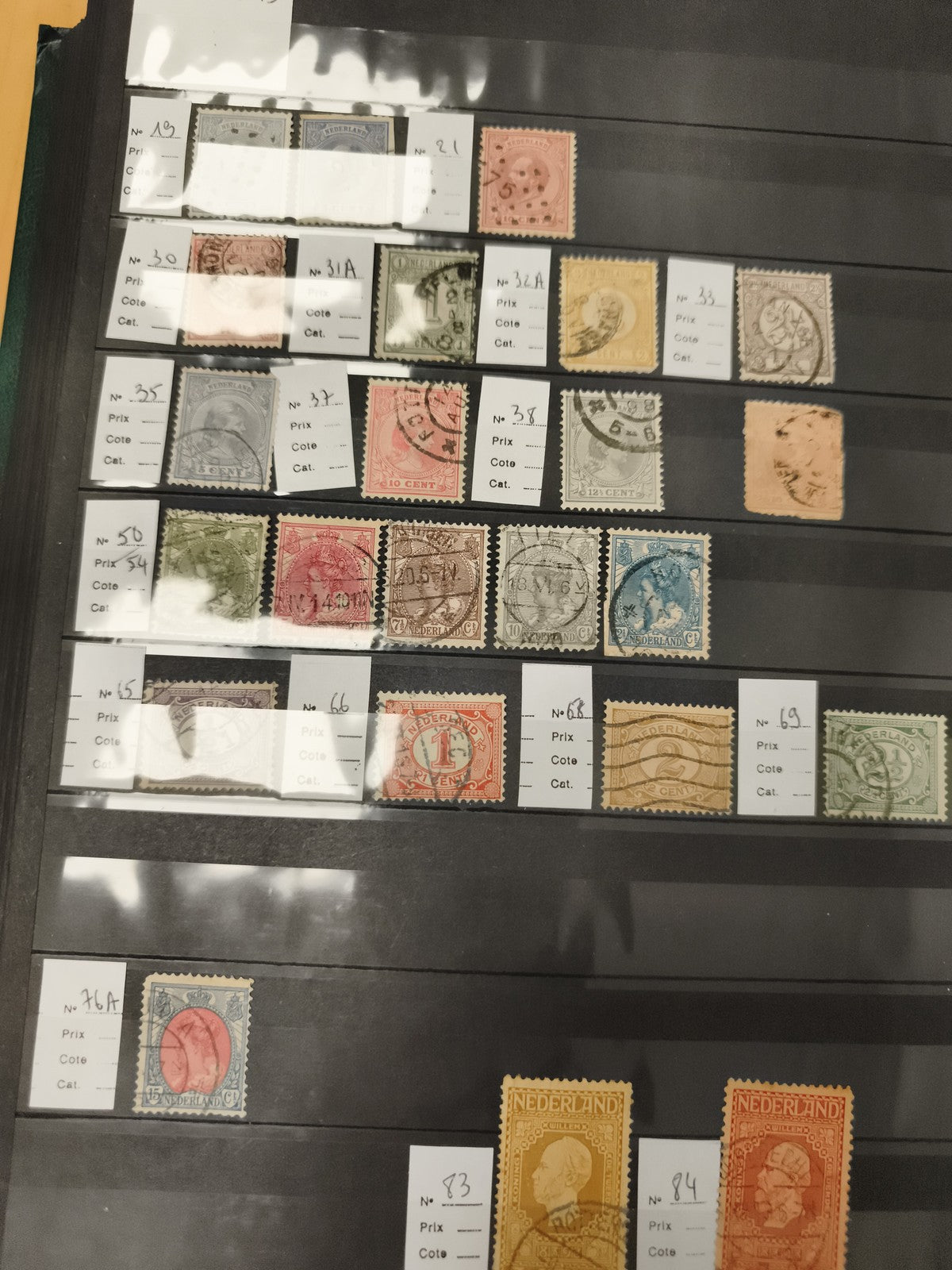 Timbres anciens Pays-Bas oblitérés, lot philatélie néerlandaise, couleurs variée