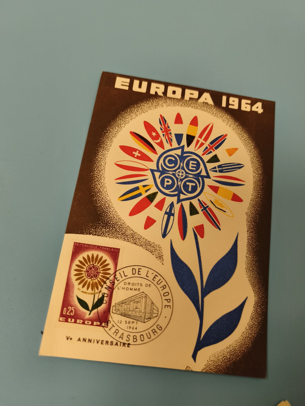 Enveloppe premier jour FDC Europa 1964 Strasbourg fleur multicolore (Ref 11)