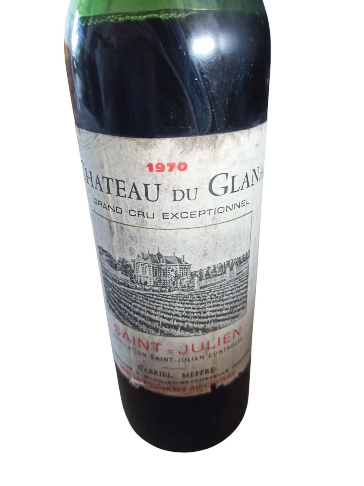 Bouteille vin ancien Château du Glana 1970 Saint-Julien Bordeaux rouge
