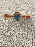 Pin's vintage Hyper Media logo bleu doré badge publicitaire années 90 (Ref 5)