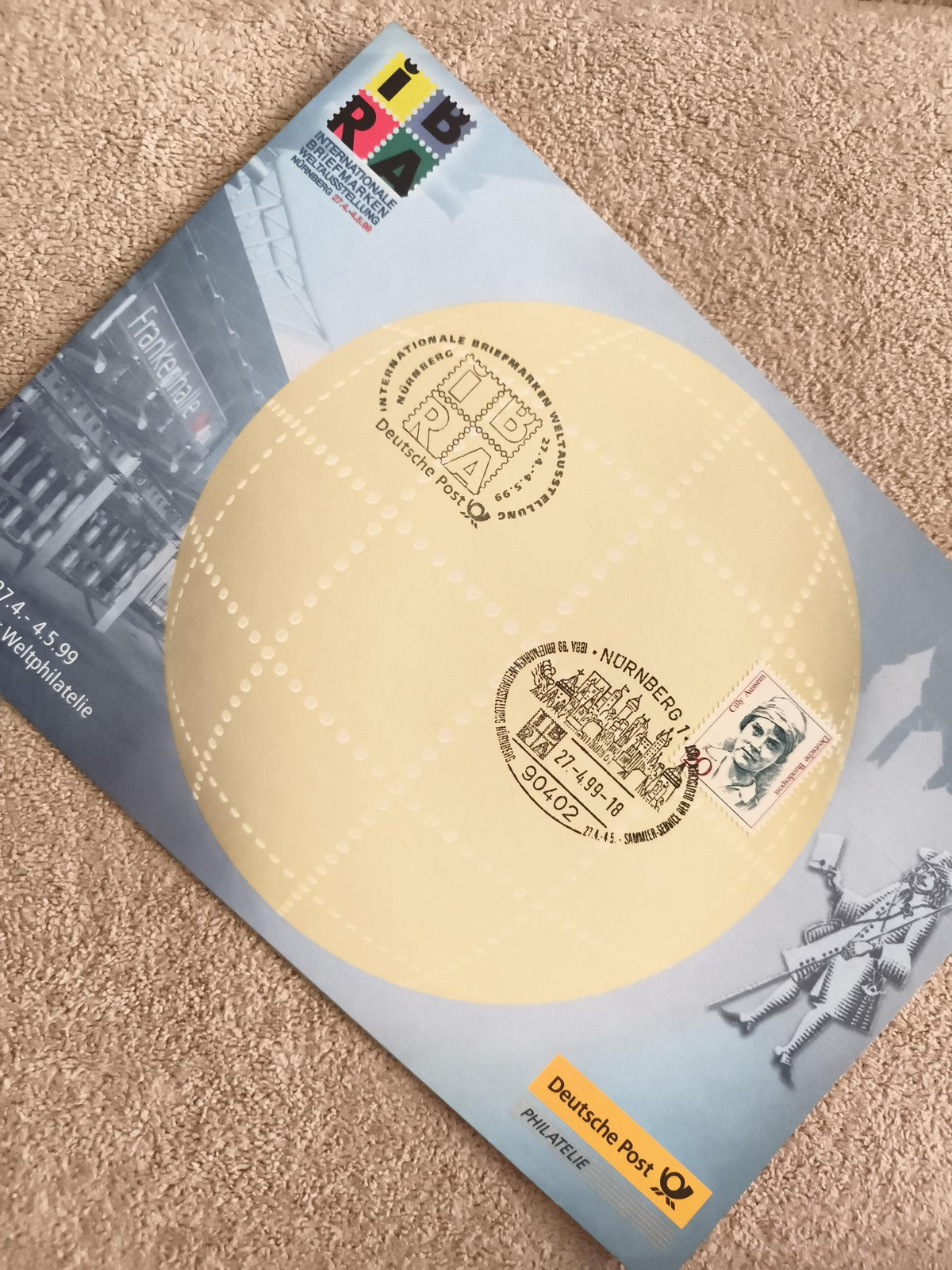 Lettre premier jour IBRA 99 Deutsche Post timbre oblitéré Nuremberg philatélie