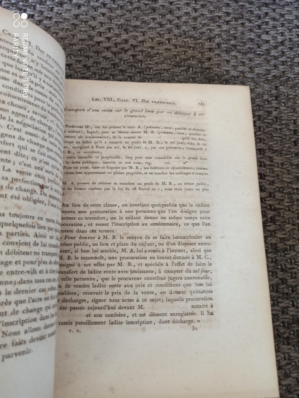 Livre ancien notariat 1807 Parfait Notaire Tome 2 Garnery Paris droit rare