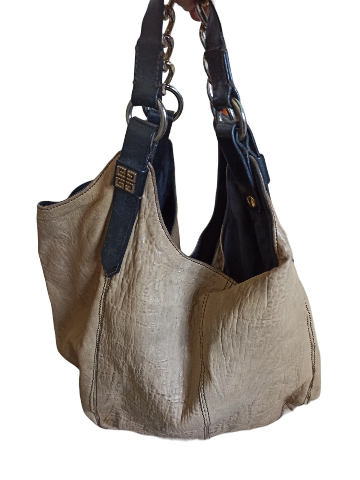 Sac à main Givenchy Paris cuir marron, anse chaîne, style élégant
