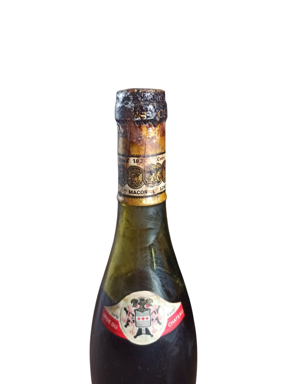 Bouteille vin 1974 Château de Nouvelles Fitou, étiquette blason, vintage rare