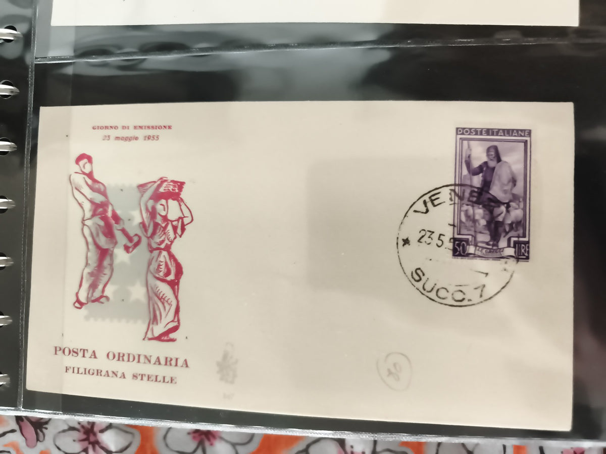 Lettre premier jour Italie 1955 POSTE ITALIANE 50 lire oblitérée philatélie anci