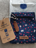 Pochette latérale Cabaia bleu motifs fleuris 15 cm neuve accessoire sac