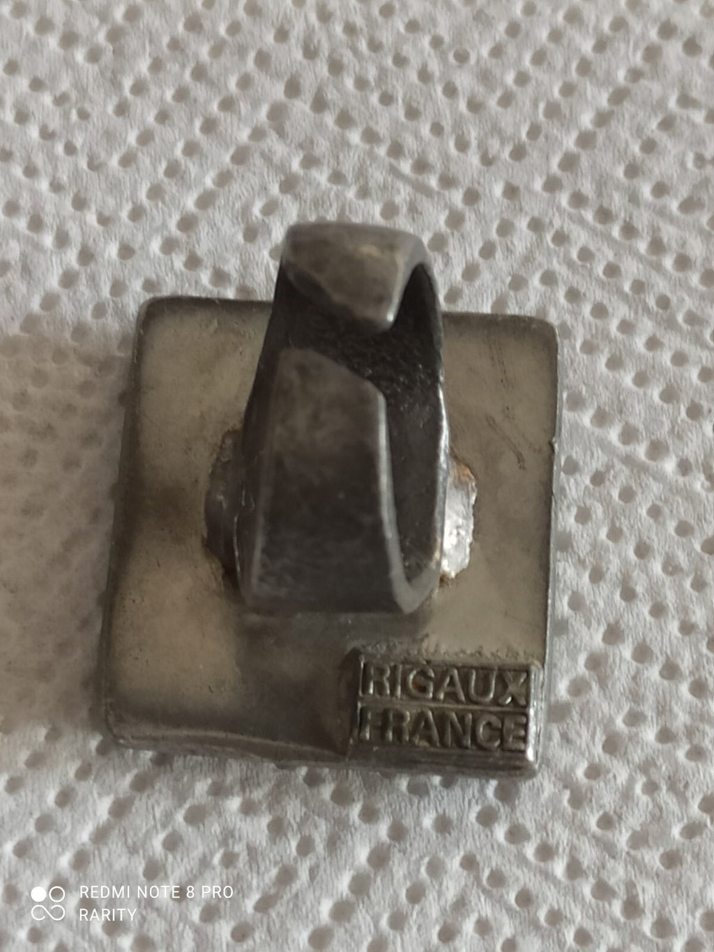 Bague vintage Rigaux France carré cristaux roses, taille 57, rétro années 70