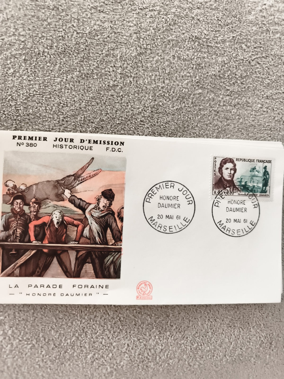 Lettre FDC Premier Jour Honoré Daumier 1961 La Parade Foraine ancien philatélie